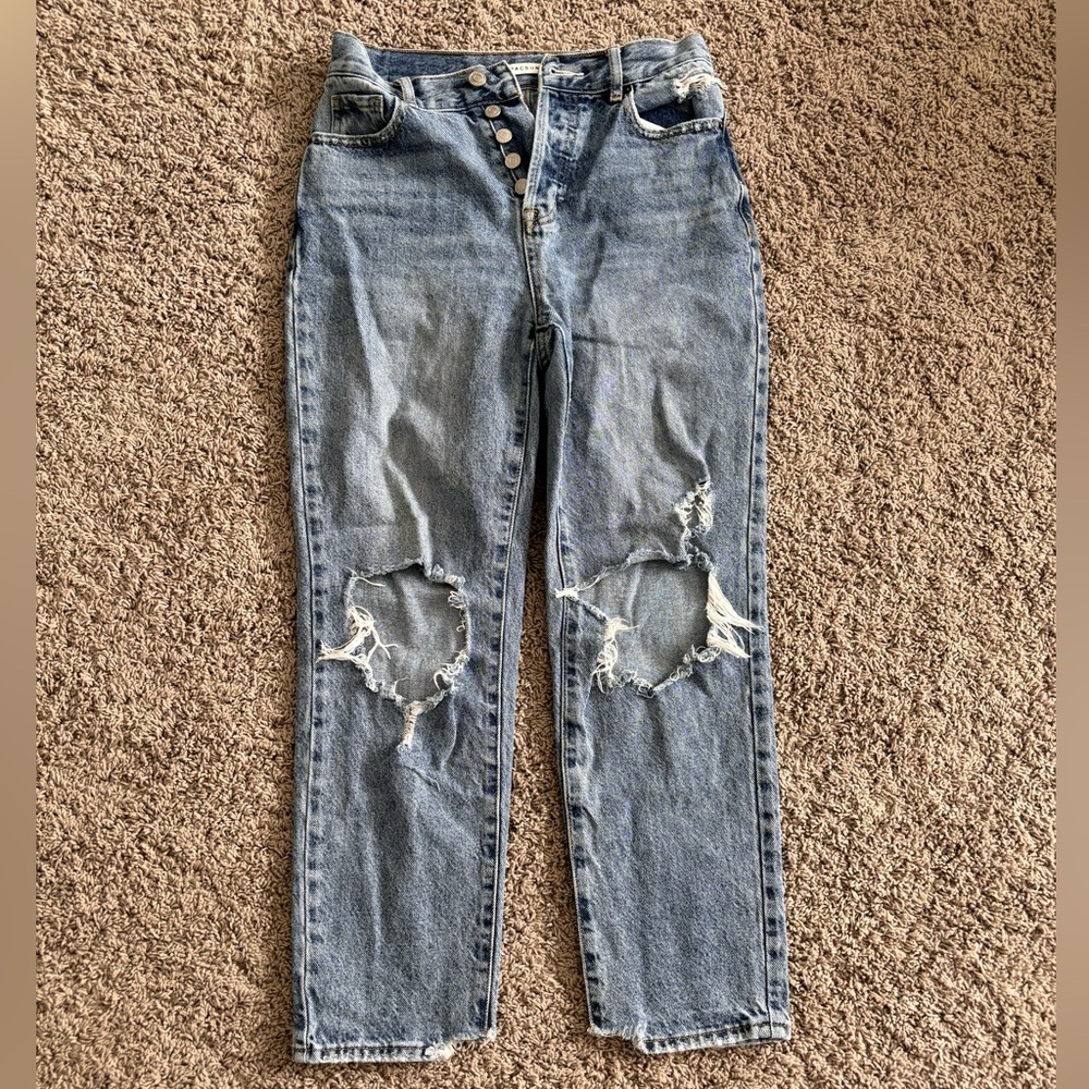 PacSun High Rise Straight Distressed Jeans w/ Exposed Knees- size 25